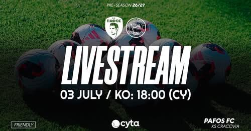 Live streaming: Πάφος FC - KS Cracovia 2-0 thumb